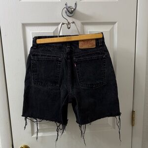 Levi's Black Raw-Hem Denim Cutoff Shorts